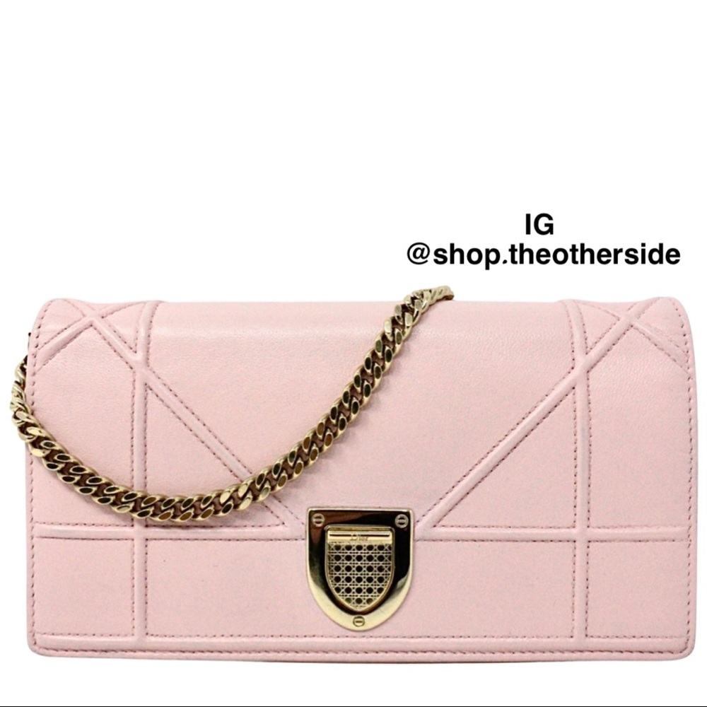 Dior Diorama Clutch with Chain in Pink